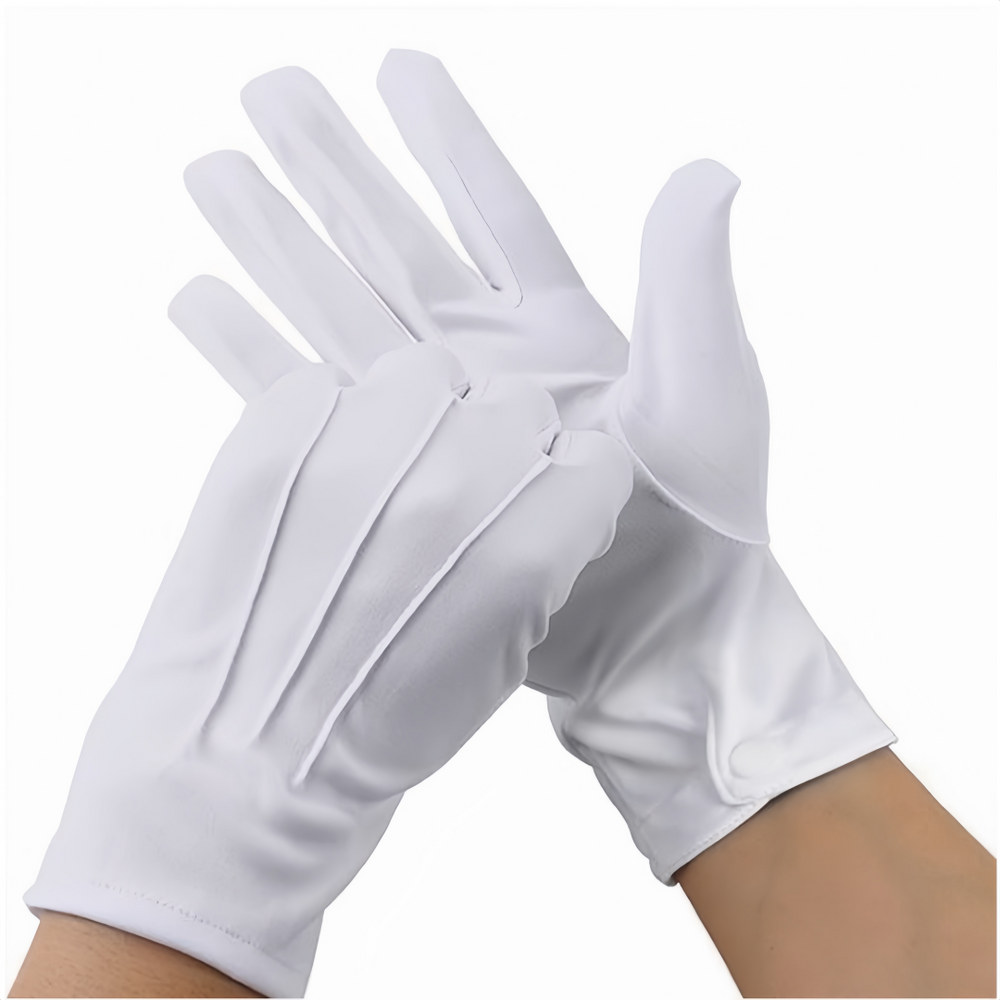 MATORD 2 Pairs White Overstitched Nylon Gloves