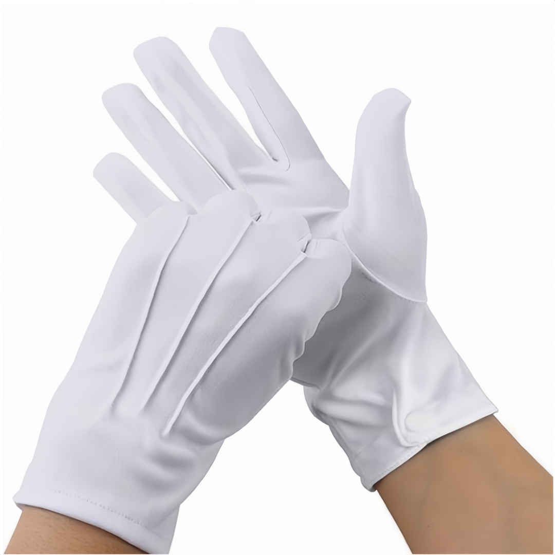 MATORD 2 Pairs White Overstitched Nylon Gloves