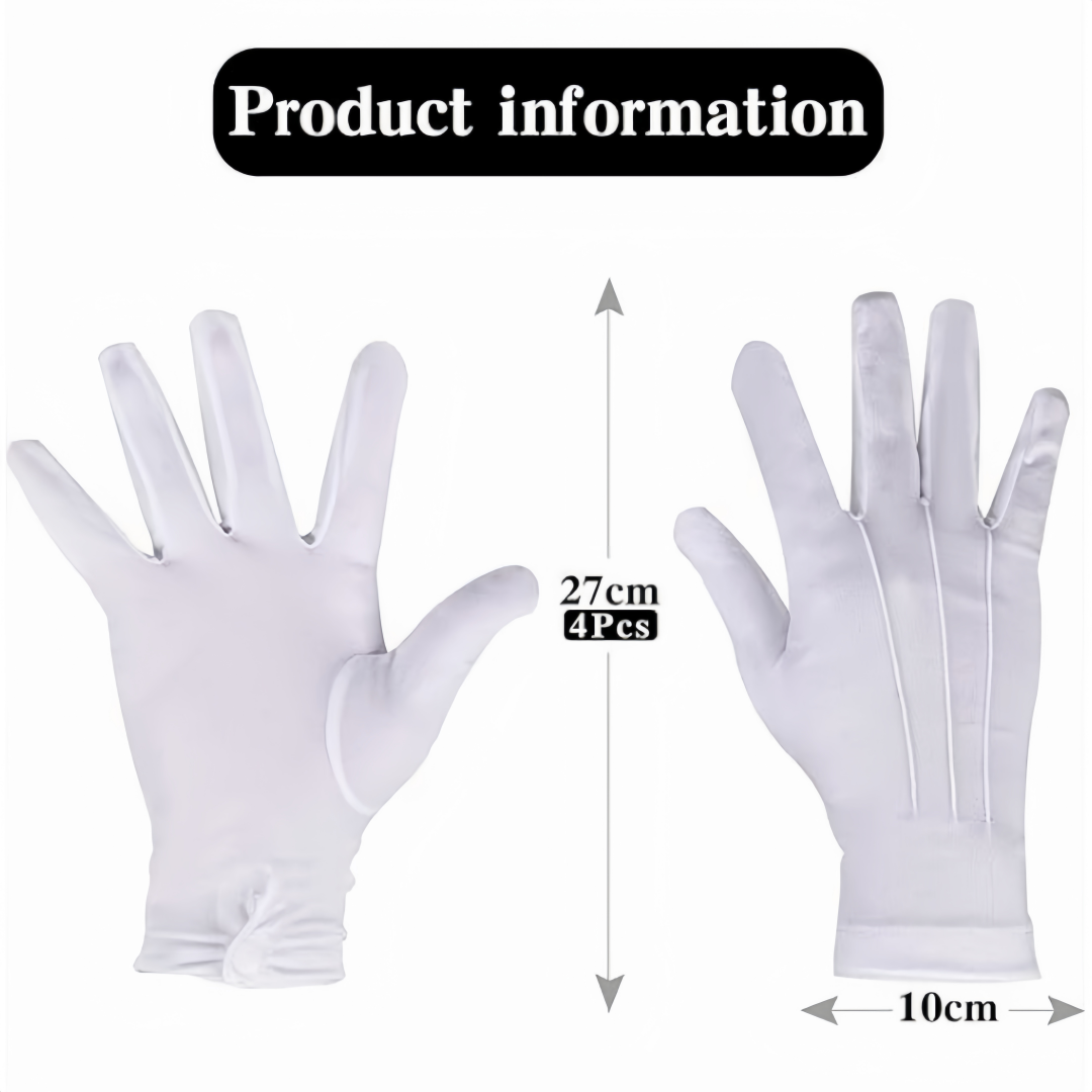 MATORD 2 Pairs White Overstitched Nylon Gloves